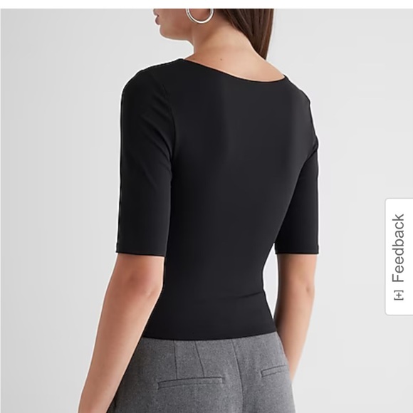 Express Body Contour High Compression Sweetheart Neckline Tee Black S - Picture 4 of 4